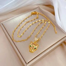 Carica l&#39;immagine nel visualizzatore di Gallery, Stainless Steel Leopard Head Pendant Necklace For Women Clavicle Chain Jewelry
