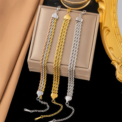 Vintage 3-Layers  Braided Bead String Bracelets Charms Chain For Women Fashion Jewelry