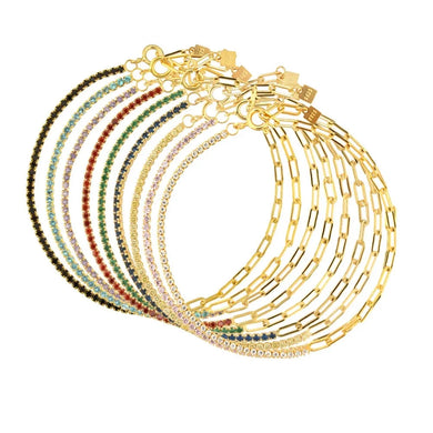 925 Sterling Silver Rainbow Zircon Chain half tennis Bracelet Women Jewelry
