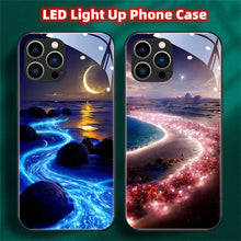 Load image into Gallery viewer, Pretty Beach Smart LED Light Glow Tempered Glass Phone Case For Samsung Luminous Cover
