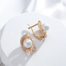 Carica l&#39;immagine nel visualizzatore di Gallery, Round Pearl Dangle Earrings for Women Flower Ethnic Bride Earrings Jewelry
