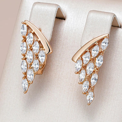 Full Shiny Natural Zircon Drop Wing Daily Vintage Earring for Women Jewelry