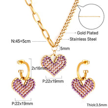 Load image into Gallery viewer, Stainless Steel Heart Love Purple Mixed White Pearls Pendant woman jewelry sets
