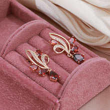 Cargar imagen en el visor de la galería, Red Flower Natural Zircon Long Dangle Earrings For Women Fine Jewelry
