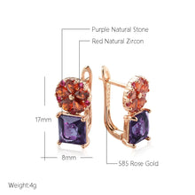 Carica l&#39;immagine nel visualizzatore di Gallery, Square Purple Natural Zircon Drop Earrings For Women Flower Jewelry
