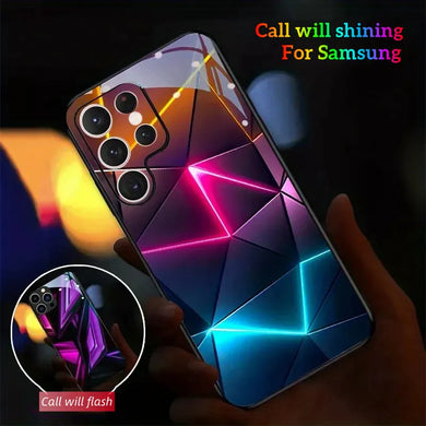LED Light Luminous Phone Case For Samsung Voice Control Glow Shell lines