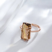 Cargar imagen en el visor de la galería, Light Brown Simple Square  Natural Zircon Big Ring for Women Jewelry
