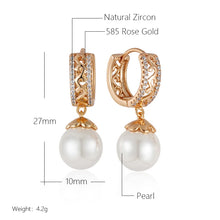 Cargar imagen en el visor de la galería, queen Pearl Drop Unique Hollow Pattern Earrings for Women Jewelry
