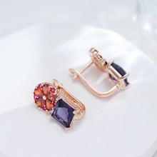 Lade das Bild in den Galerie-Viewer, Square Purple Natural Zircon Drop Earrings For Women Flower Jewelry
