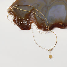 Cargar imagen en el visor de la galería, Stainless Steel Snake Bone Chain Splicing Imitation Pearls Chain Necklace For Women
