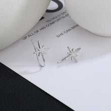 Cargar imagen en el visor de la galería, Silver Color Eight Pointed Star Earrings for Women Ear Hook Fashion Jewelry
