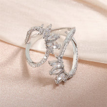 Cargar imagen en el visor de la galería, Cute Geometric Zirconia Leaf Open Adjustable Rings for Women Jewelry
