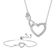 Load image into Gallery viewer, Silver Chain &amp; Bracelets Heart Pendant  Jewelry Sets For Women
