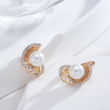 Carica l&#39;immagine nel visualizzatore di Gallery, Round Pearl Dangle Earrings for Women Flower Ethnic Bride Earrings Jewelry
