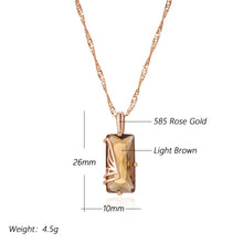 Load image into Gallery viewer, Light Brown Simple Square Natural Zircon Pendant Necklace for Women  Jewelry
