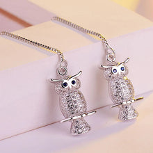 Load image into Gallery viewer, Solid 925 Sterling Silver Jewelry Cute Owl Elegant Zircon Pearl Drop Earrings For Woman
