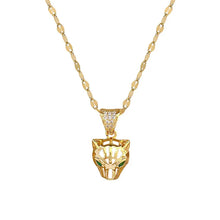 Cargar imagen en el visor de la galería, Stainless Steel Leopard Head Pendant Necklace For Women Clavicle Chain Jewelry

