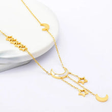 Cargar imagen en el visor de la galería, White Shell Hollow Out Star Moon Ramadan Necklaces For Women Jewelry

