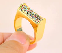 Cargar imagen en el visor de la galería, Dubai Gold Rings 21k Gold Plated Cubic Zirconia Ring Women Accessories
