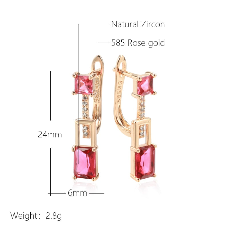 Fashion 585 Rose Gold Color Long Dangle Earrings For Women Jewelry