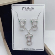 Ladda upp bild till gallerivisning, Chain Copper Pendant Micro-set Leopard Necklace Earring Jewelry Set
