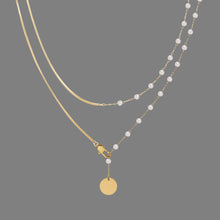 Lade das Bild in den Galerie-Viewer, Stainless Steel Snake Bone Chain Splicing Imitation Pearls Chain Necklace For Women
