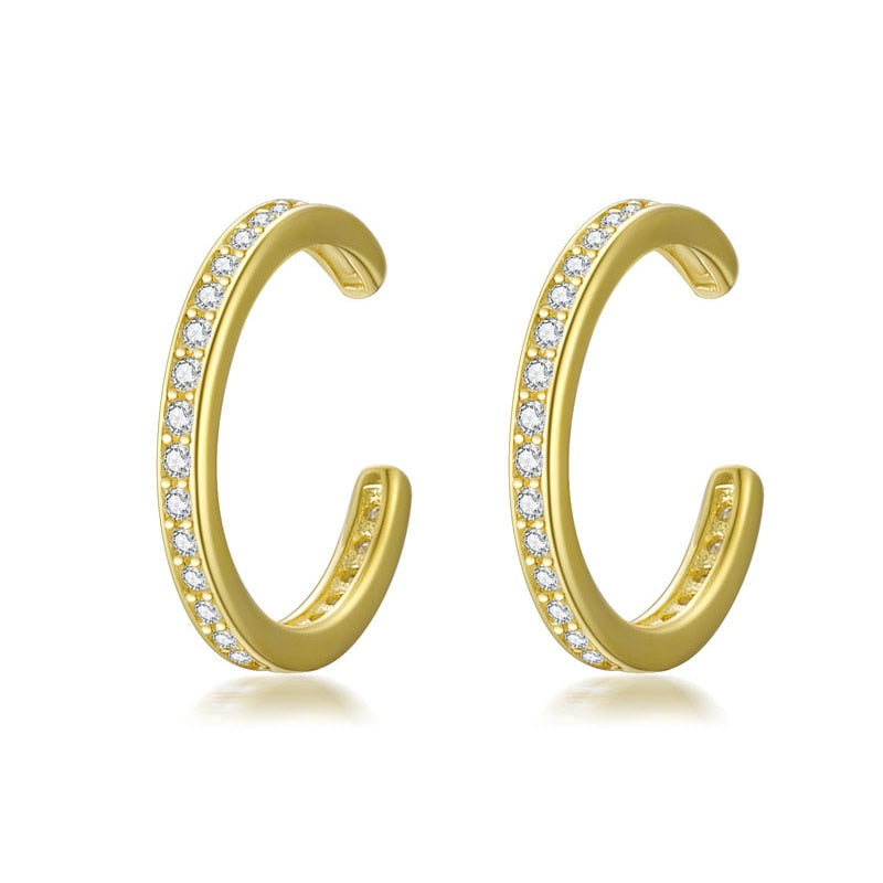 925 Sterling Silver Sweet Dazzling CZ Ear Cuff Clip Earring For Women Jewelry