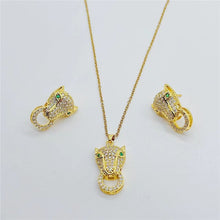 Load image into Gallery viewer, Chain Copper Pendant Micro-set Leopard Necklace Earring Jewelry Set
