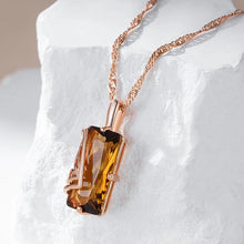 Load image into Gallery viewer, Light Brown Simple Square Natural Zircon Pendant Necklace for Women  Jewelry
