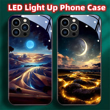 Cargar imagen en el visor de la galería, Pretty Beach Smart LED Light Glow Tempered Glass Phone Case For Samsung Luminous Cover
