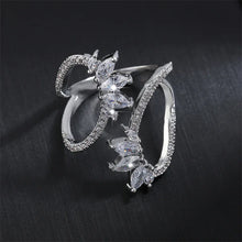 Ladda upp bild till gallerivisning, Cute Geometric Zirconia Leaf Open Adjustable Rings for Women Jewelry
