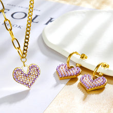 Lade das Bild in den Galerie-Viewer, Stainless Steel Heart Love Purple Mixed White Pearls Pendant woman jewelry sets
