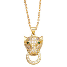 Cargar imagen en el visor de la galería, Chain Copper Pendant Micro-set Leopard Necklace Earring Jewelry Set
