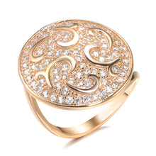 Load image into Gallery viewer, Natural Zircon 585 Rose Gold Crystal Big Round Ring For Women Jewelry
