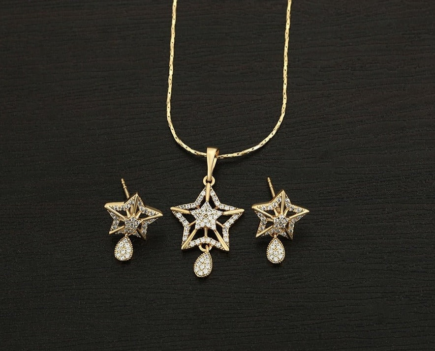 Star Shaped Gold Plated Charm Set Women Girl jewerly