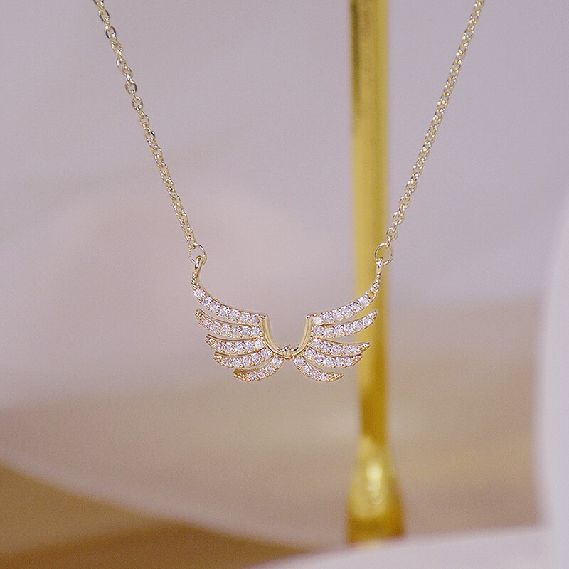 14k Plated Gold Angel Wings Necklace Women