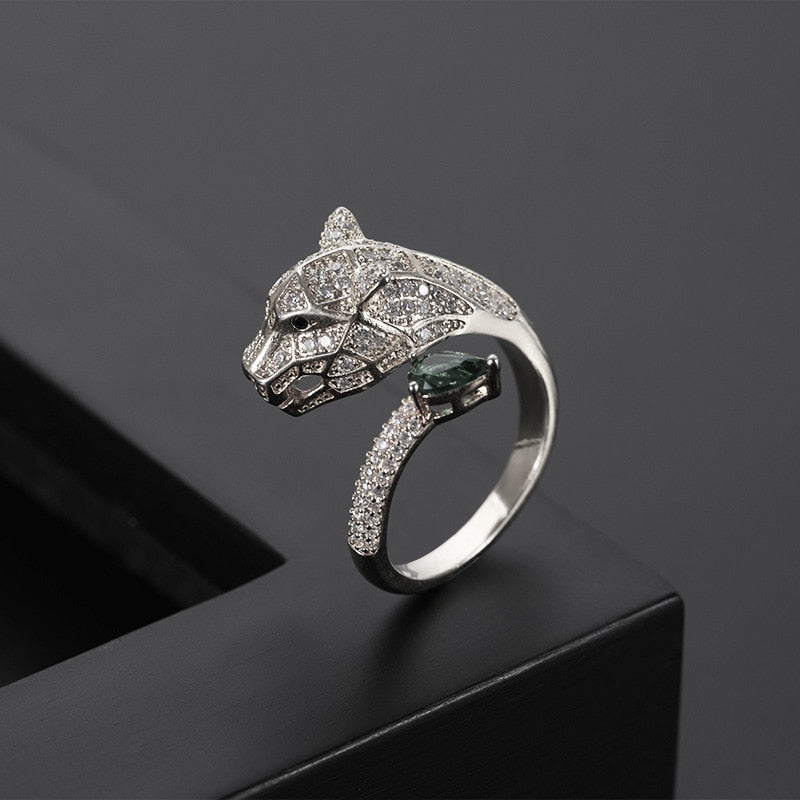 Leopard Head Design Resizable Ring Hip Hop Punk Rings for Women Jewelry