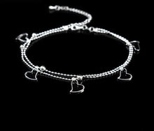 Carica l&#39;immagine nel visualizzatore di Gallery, 925 Sterling Silver Double Layer Heart / star Pendant Anklets Women Jewelry
