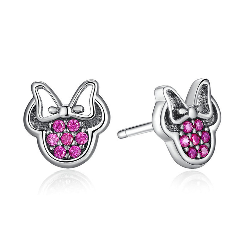 925 Silver Mini mouse Cartoon Charm Stud Earrings For Women & Kids