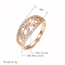 Charger l&#39;image dans la galerie, 585 Rose Gold Hollow Crystal Flower Rings Jewelry
