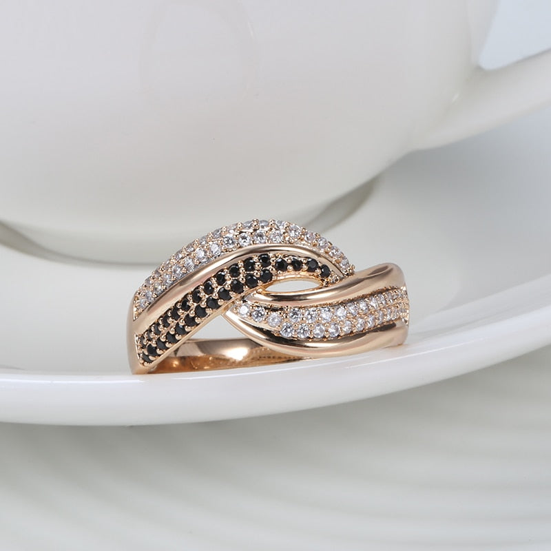 Two Rows Waves Rings for Women