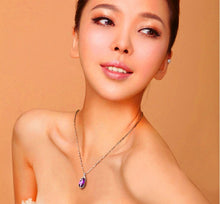 Load image into Gallery viewer, Angel Tears Crystal Purple Pendant Necklace
