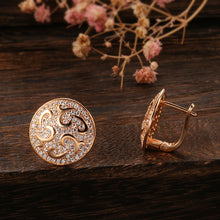 Load image into Gallery viewer, Natural Zircon 585 Rose Gold Crystal Round Big Earrings For Women Jewelry
