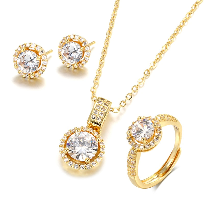 18K Gold Zircon Jewelry Sets Jewelry