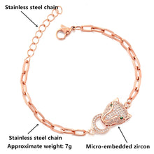 Load image into Gallery viewer, Leopard Head Zircon Stainless Steel Bracelet for Women

