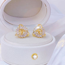 Load image into Gallery viewer, 14k Real Gold Rhinestone Geometry Cross-wound Earrings
