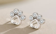 Load image into Gallery viewer, GIFTSIMS Silver Pet Paw Footprint Stud Earrings

