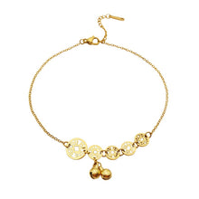 Lade das Bild in den Galerie-Viewer, Classic Coin Bell Pendant Gold Anklet For Woman
