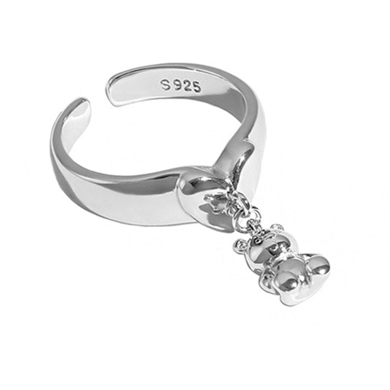Silver 925 Cute Cartoon Mini Bear Ring