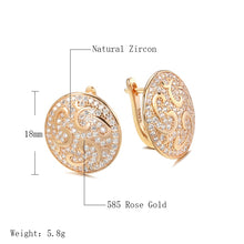 Ladda upp bild till gallerivisning, Natural Zircon 585 Rose Gold Crystal Round Big Earrings For Women Jewelry

